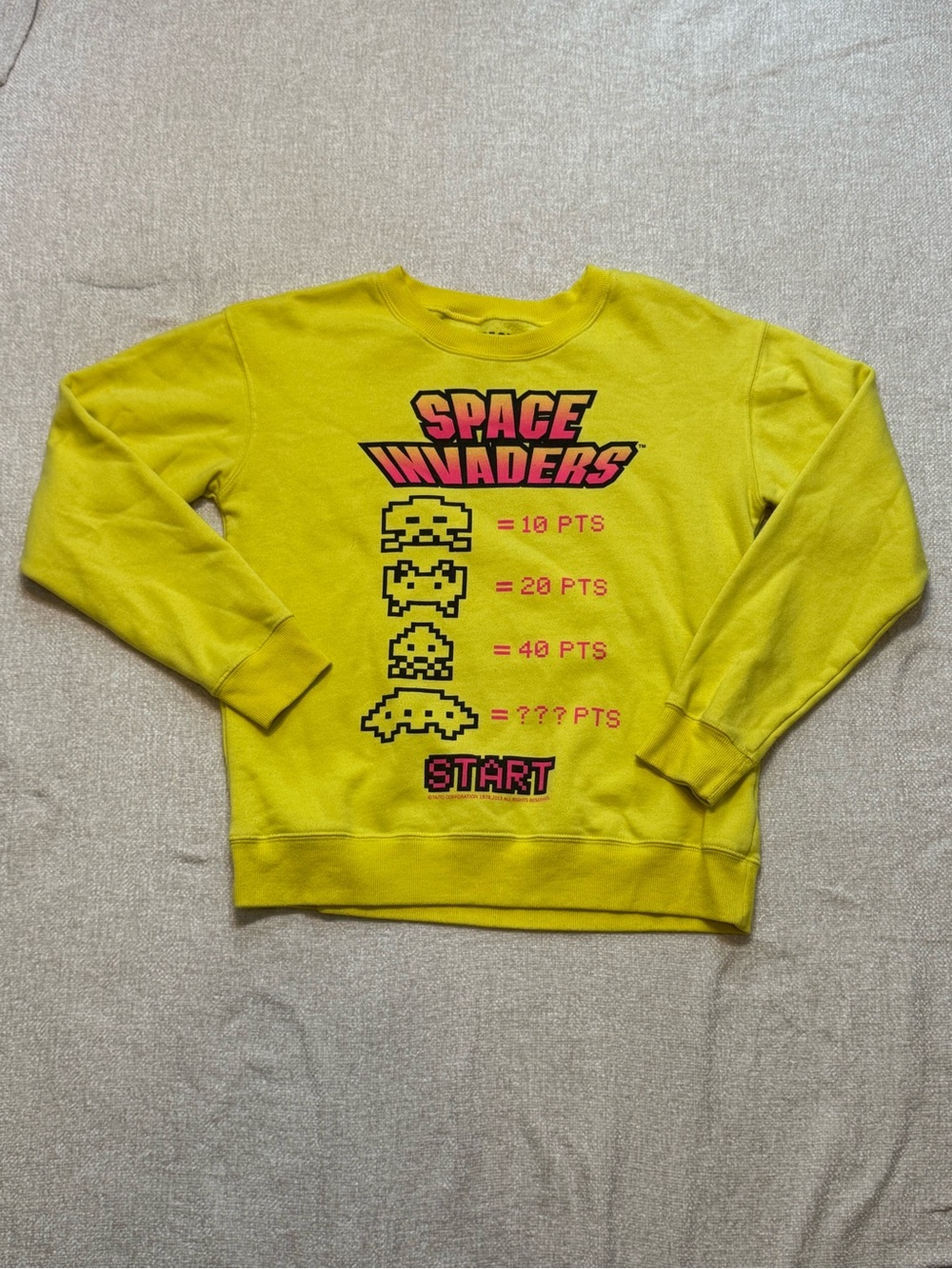 Forever 21 Space Invaders Neon Y2K Gamer Retro Pixel Crew Sweatshirt S